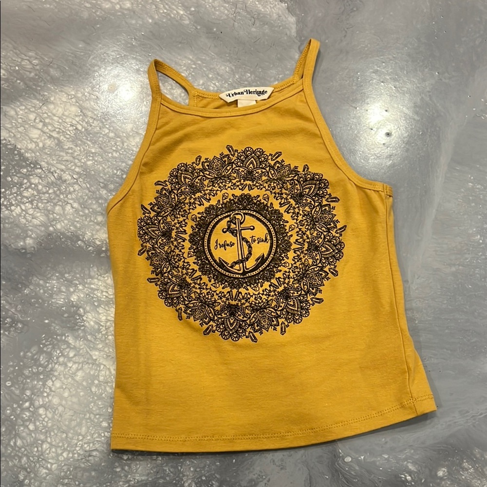 Urban Heritage Mustard Tank Top with Anchor Design